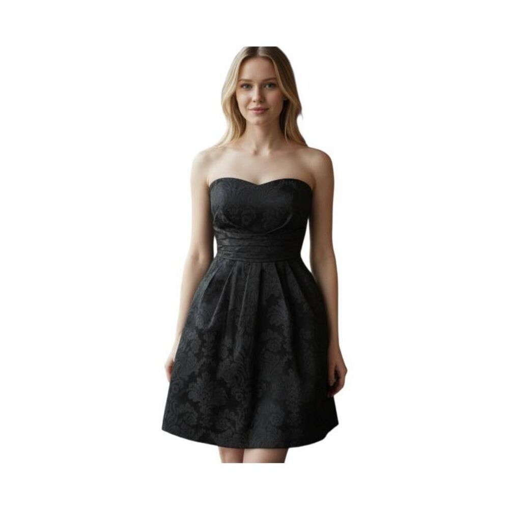 SNAP BLACK STRAPLESS FLORAL DRESS SZ.13 EUC.
